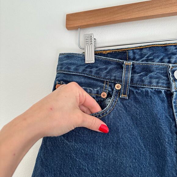 Levi's 501 Floral Patchwork Bell Bottom Flare Denim Jeans Dark Wash 33 - Picture 6 of 12